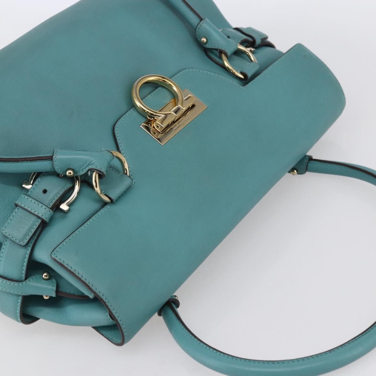 Salvatore Ferragamo Virna Satchel Leather, TURQUOISE, LEATHER, Tote bag