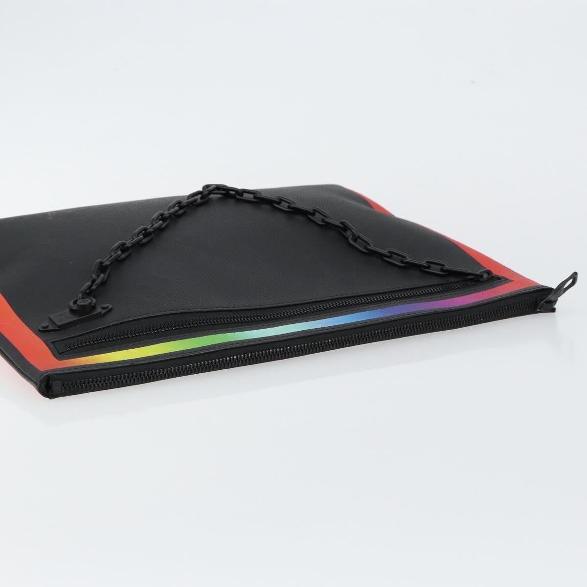 Louis Vuitton Pochette A4 Rainbow Taiga Leather, BLACK, LEATHER, Clutche & pouche