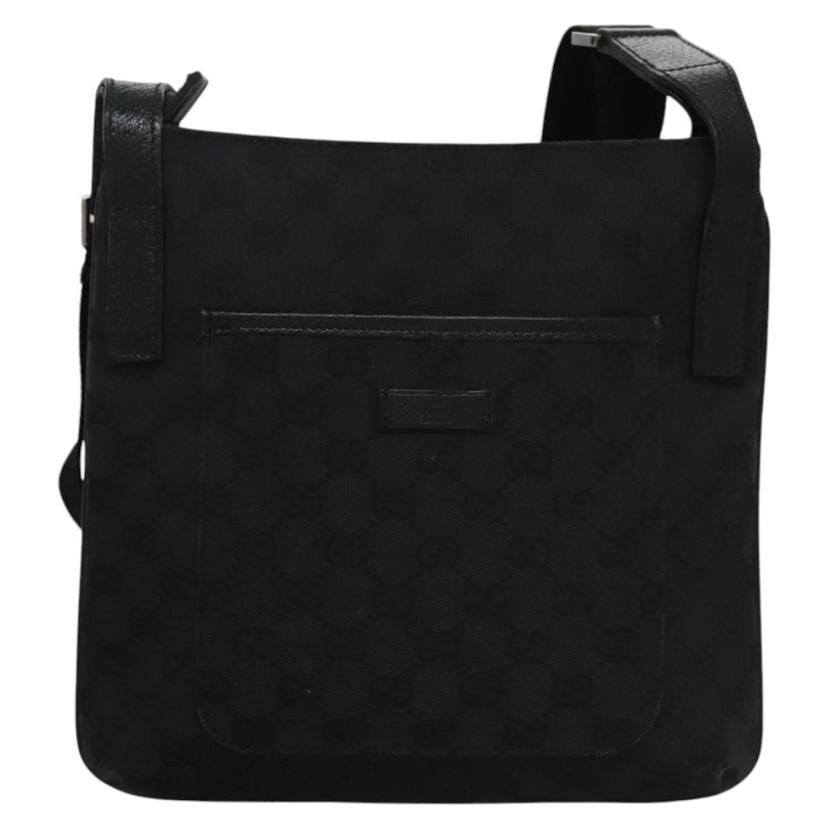 Gucci Vintage Flat Messenger Bag GG Canvas, BLACK, CANVAS, Shoulder bag
