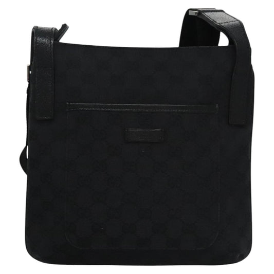 Gucci Vintage Flat Messenger Bag GG Canvas, BLACK, CANVAS, Shoulder bag