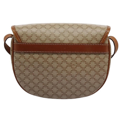 Celine Vintage Macadam Shoulder Bag Canvas and Leather, BEIGE, CANVAS, Shoulder bag