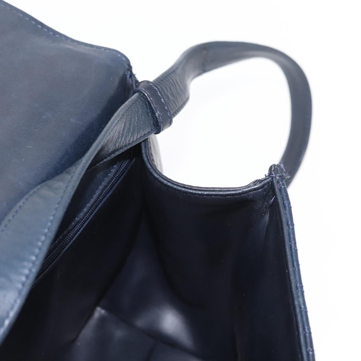 Bally Vintage Handbag Quilted Leather, NAVY, LEATHER, Handbag