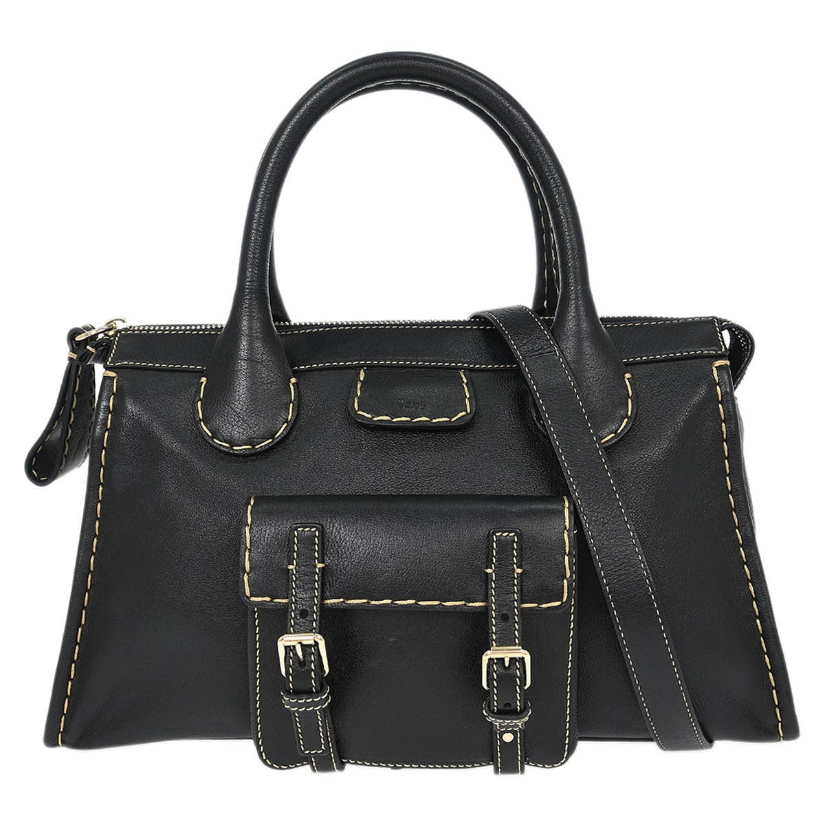 Chloe Edith NM Satchel Leather, BLACK, LEATHER, Handbag