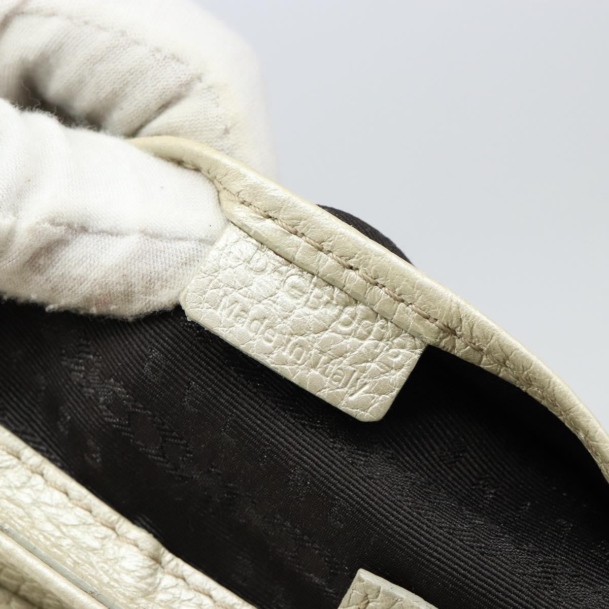 Celine Vintage Buckle Shoulder Bag Leather, WHITE, LEATHER, Shoulder bag