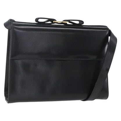 Salvatore Ferragamo Vala Shoulder Bag Leather, BLACK, LEATHER, Shoulder bag