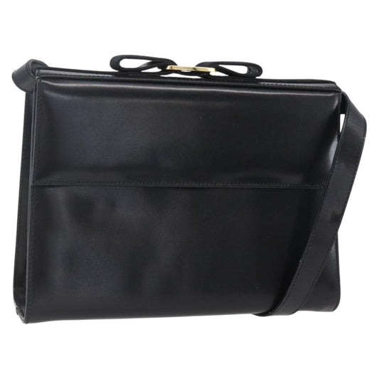 Salvatore Ferragamo Vala Shoulder Bag Leather, BLACK, LEATHER, Shoulder bag