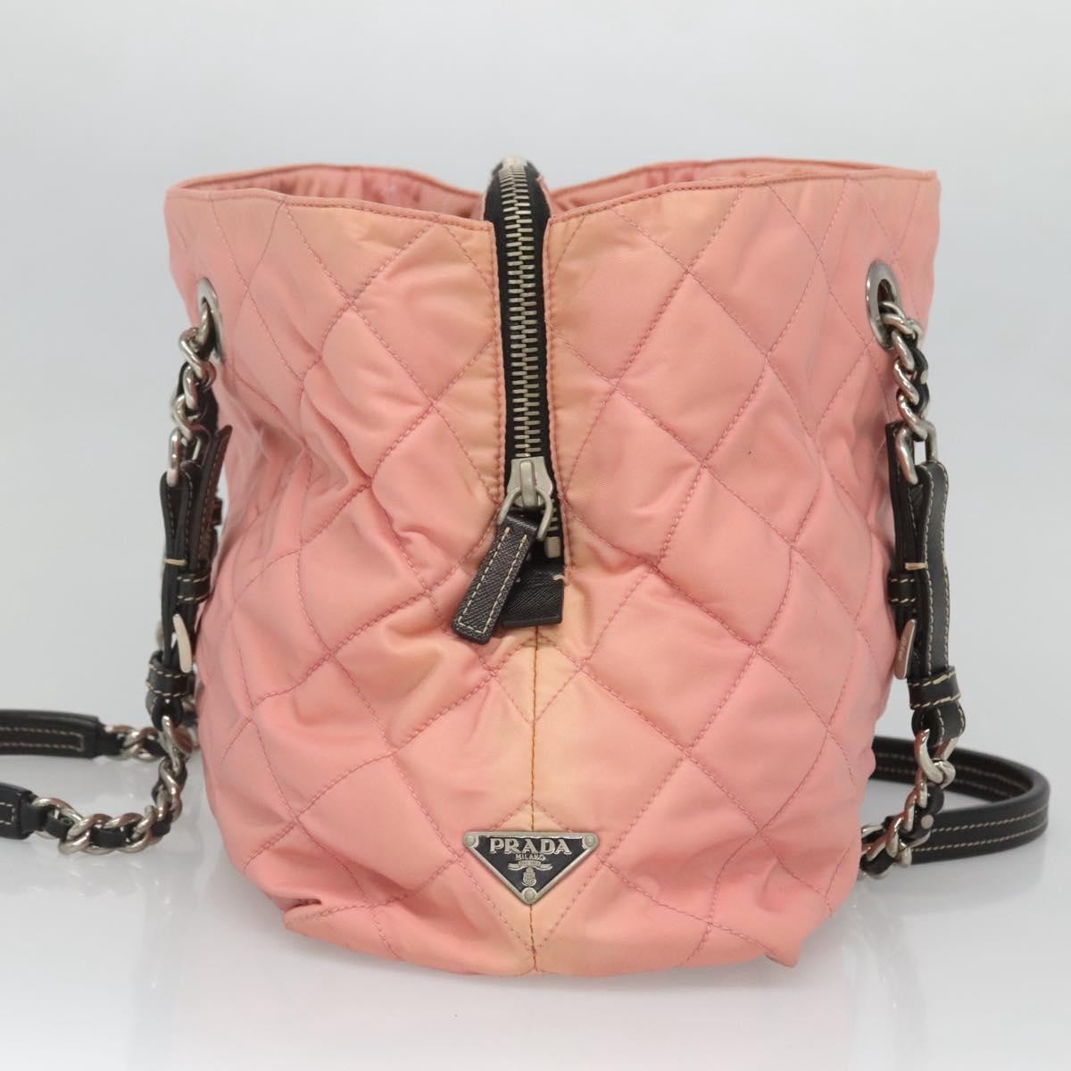 Prada Chain Zip Tote Quilted Tessuto, PINK, NYLON, Tote bag