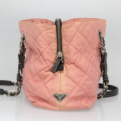 Prada Chain Zip Tote Quilted Tessuto, PINK, NYLON, Tote bag