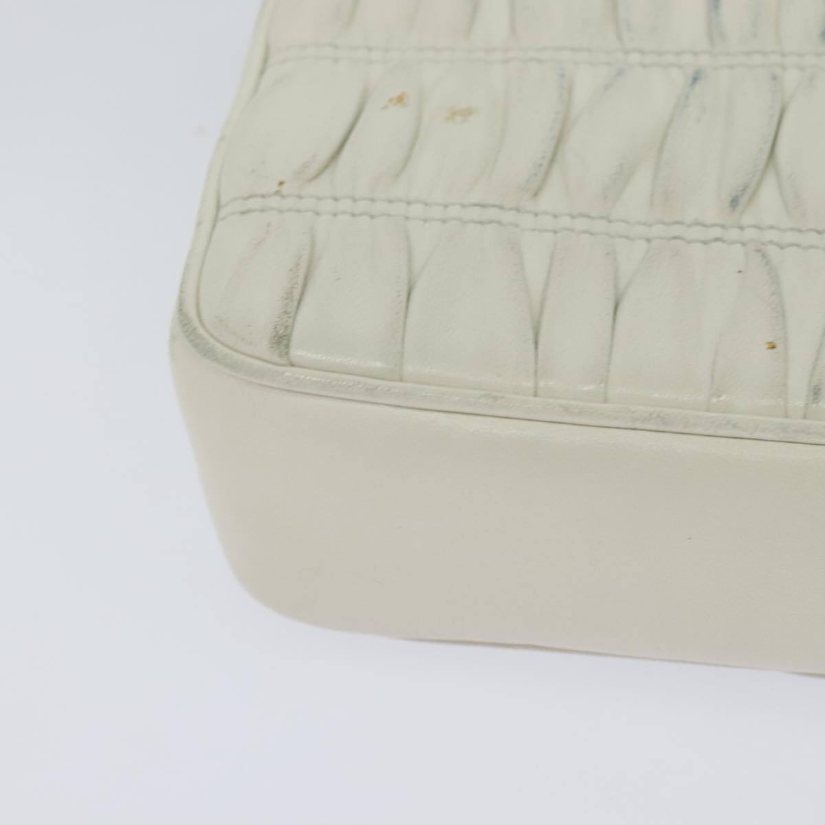 Prada Chain Flap Shoulder Bag Nappa Gaufre, WHITE, LEATHER, Shoulder bag