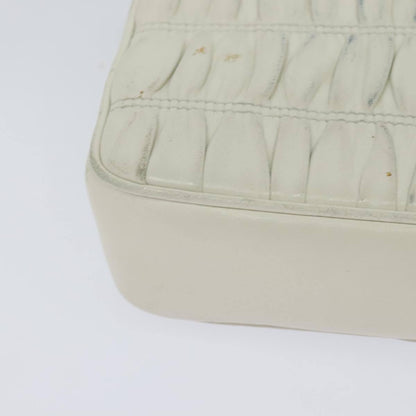 Prada Chain Flap Shoulder Bag Nappa Gaufre, WHITE, LEATHER, Shoulder bag