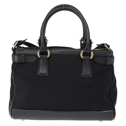 Salvatore Ferragamo Gancini handbag Nylon, BLACK, NYLON, Handbag