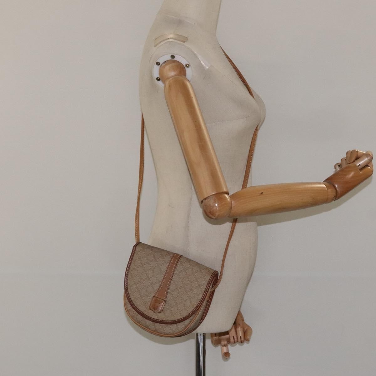 Celine Vintage Macadam Shoulder Bag Canvas, BEIGE, CANVAS, Shoulder bag