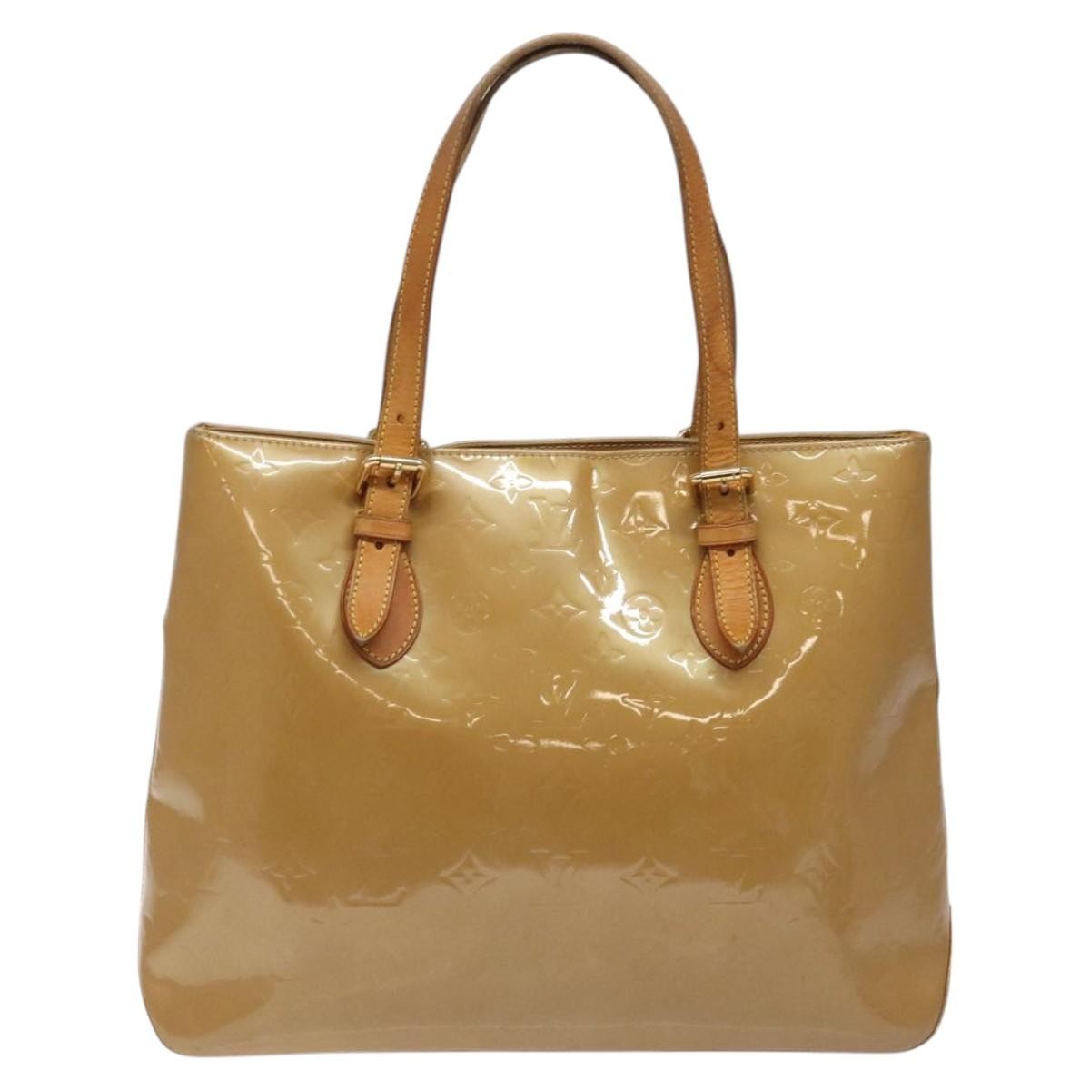 Louis Vuitton Brentwood Handbag Monogram Vernis, BEIGE, PATENT_LEATHER, Shoulder bag