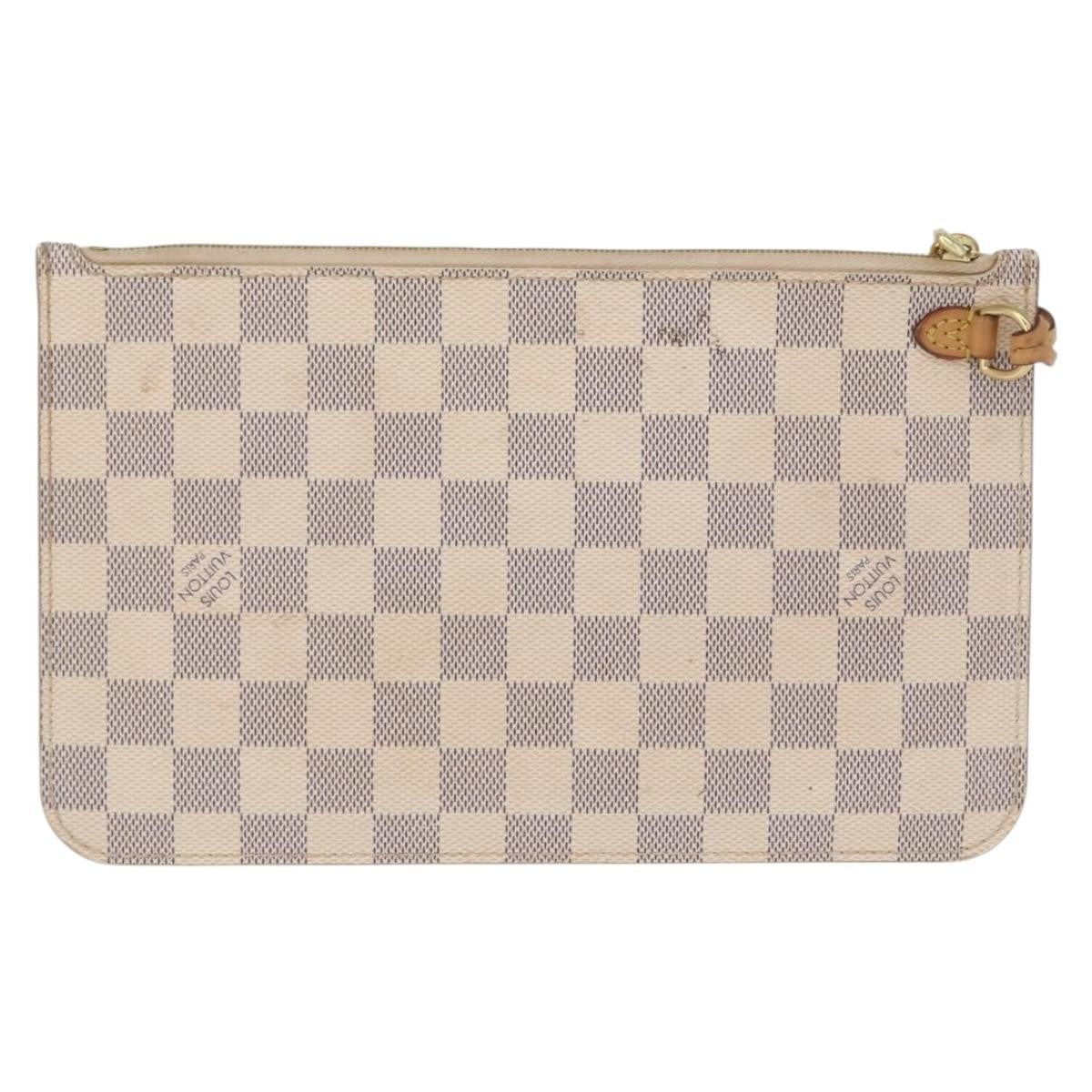 Louis Vuitton Neverfull Pochette Damier, WHITE, CANVAS, Clutche & pouche