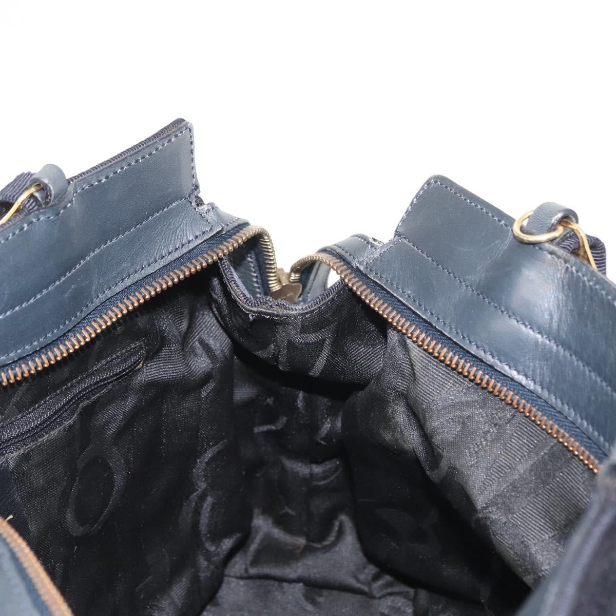 Salvatore Ferragamo Vala Handbag Canvas, NAVY, CANVAS, Handbag