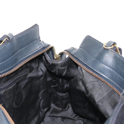 Salvatore Ferragamo Vala Handbag Canvas, NAVY, CANVAS, Handbag