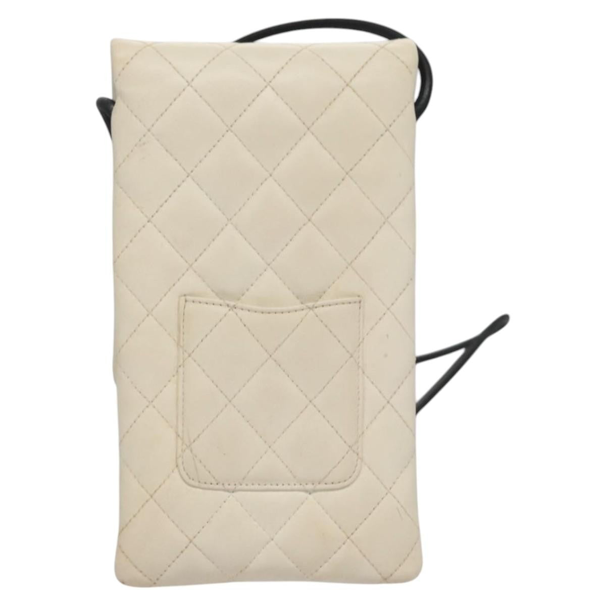 Chanel Cambon Crossbody Bag Quilted Leather, WHITE, LEATHER, Shoulder bag