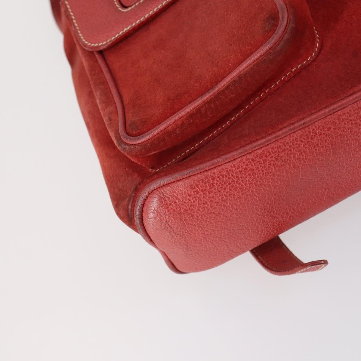 Gucci Vintage Bamboo Backpack Suede, RED, SUEDE, Backpack