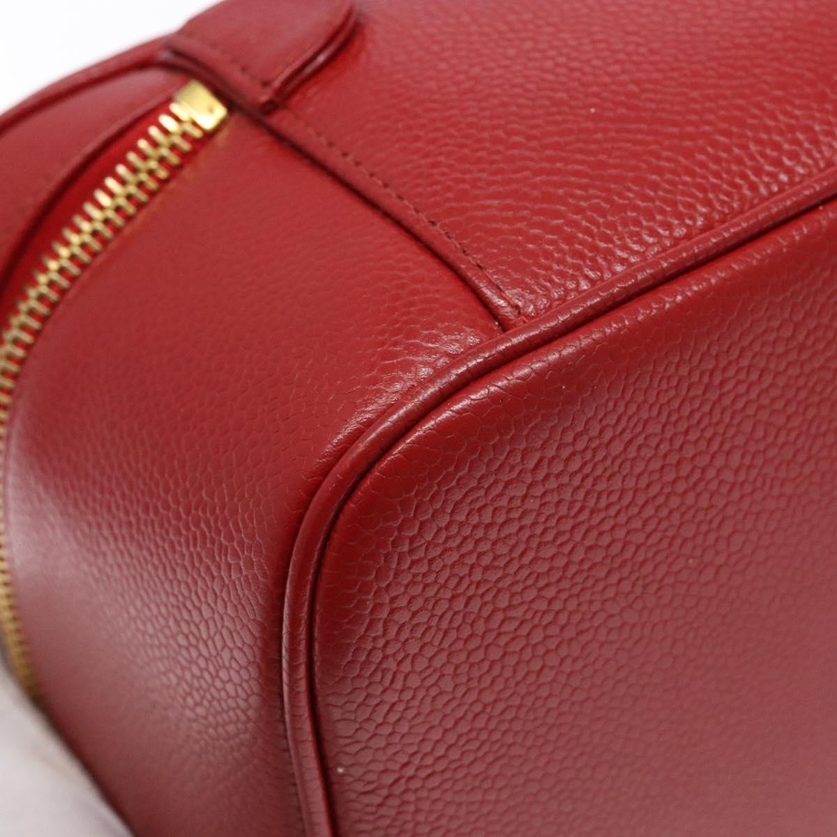 Chanel Vintage Timeless Zip Around Vanity Case Caviar, RED, CALFSKIN, Handbag