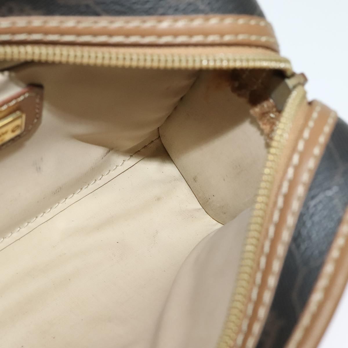 Christian Dior Vintage Honeycomb Zip Pouch Canvas and Leather, BROWN, CANVAS, Clutche & pouche