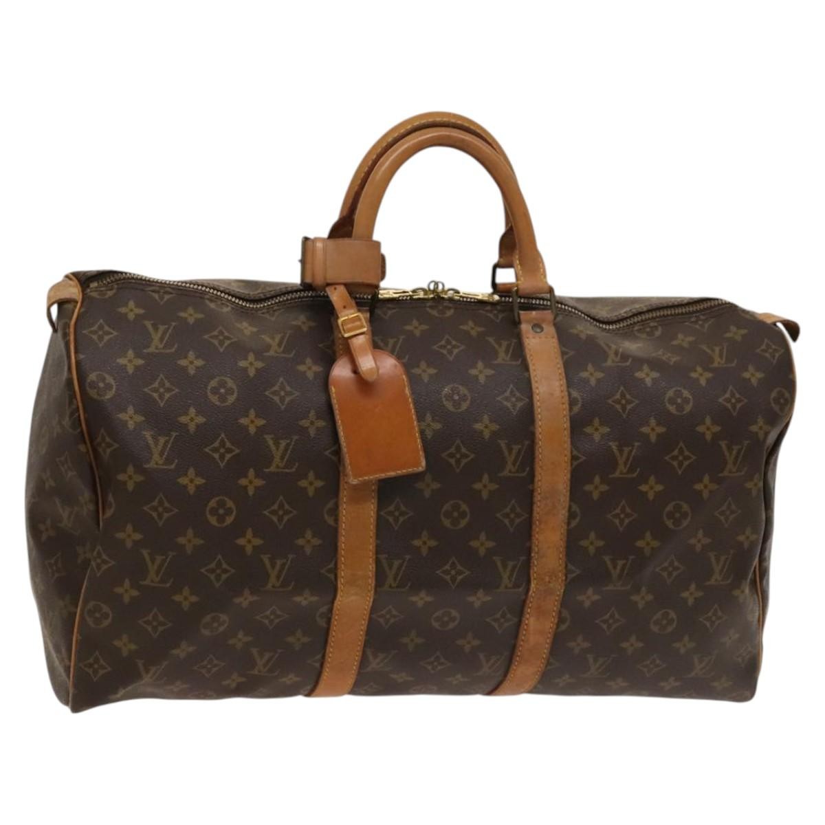 Louis Vuitton Keepall Bag Monogram Canvas, BROWN, CANVAS, Travel bag