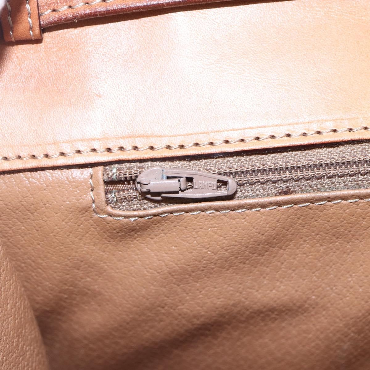 Celine Vintage Macadam Circle Logo Shoulder Bag Canvas and Leather, BROWN, CANVAS, Shoulder bag