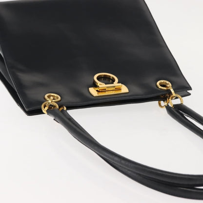 Salvatore Ferragamo Gancini Shoulder Bag Leather, NAVY, LEATHER, Shoulder bag