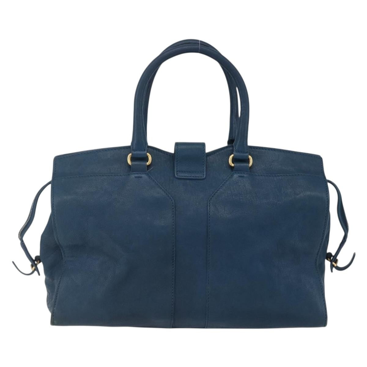 Saint Laurent Chyc Cabas Tote Leather, BLUE, LEATHER, Tote bag