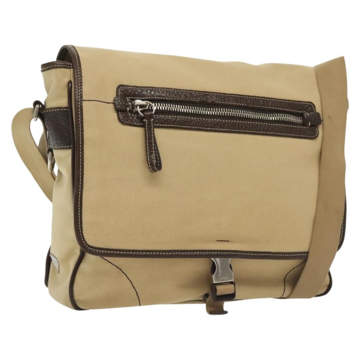 Prada Vintage Shoulder Bag Canvas, BEIGE, CANVAS, Shoulder bag
