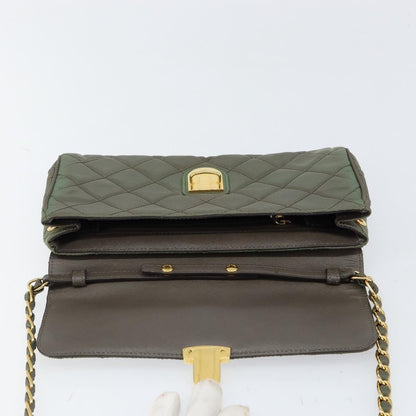 Prada Pushlock Chain Flap Bag Quilted Tessuto, KHAKI, NYLON, Shoulder bag
