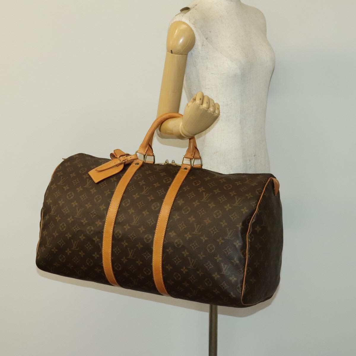 Louis Vuitton Keepall Bag Monogram Canvas, BROWN, CANVAS, Travel bag