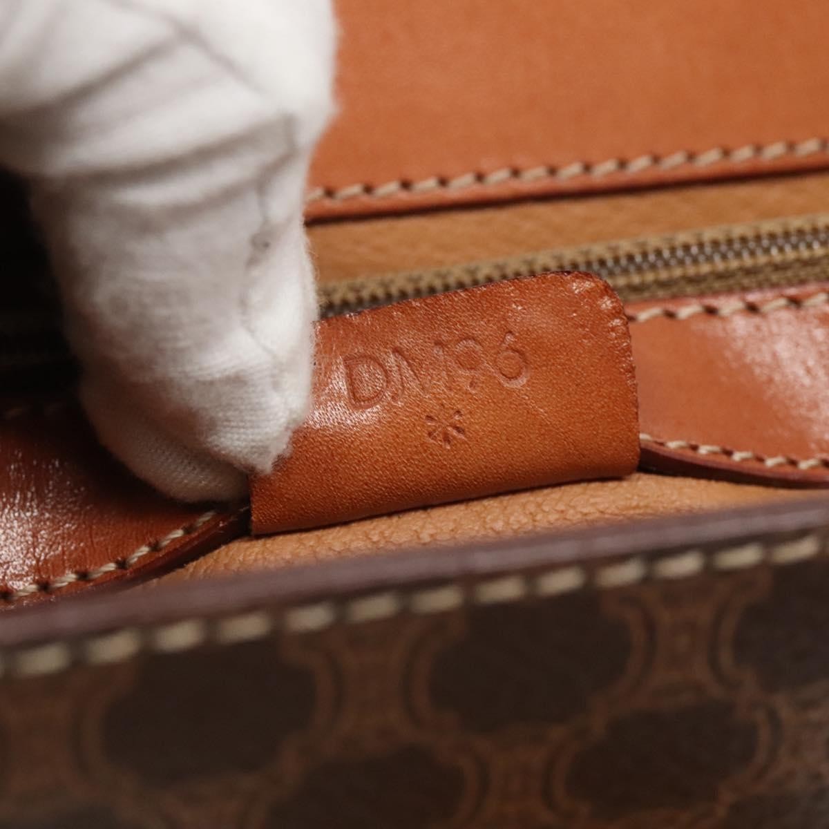 Celine Vintage Convertible Top Handle Bag Macadam Coated Canvas, BROWN, CANVAS, Handbag