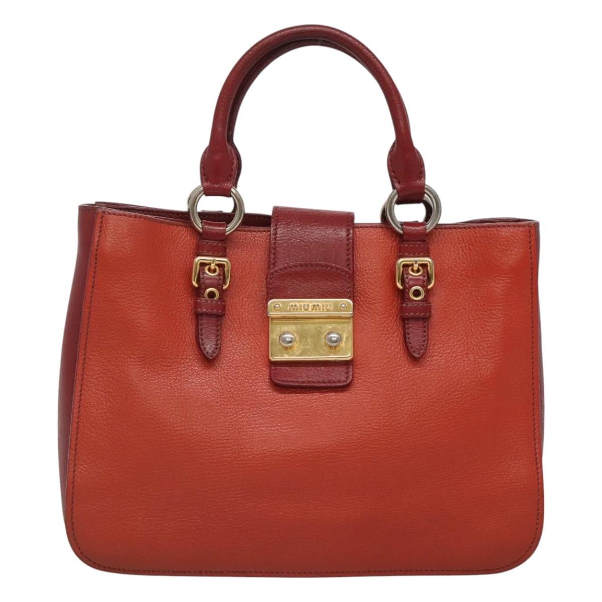 Miu Miu Madras Convertible Lock Tote Leather, RED, LEATHER, Handbag