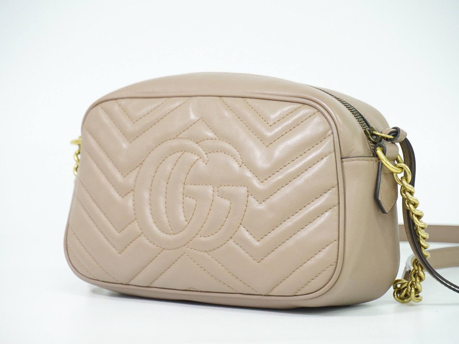 Gucci GG Marmont Shoulder Bag Matelasse Leather, BEIGE, LEATHER, Shoulder bag