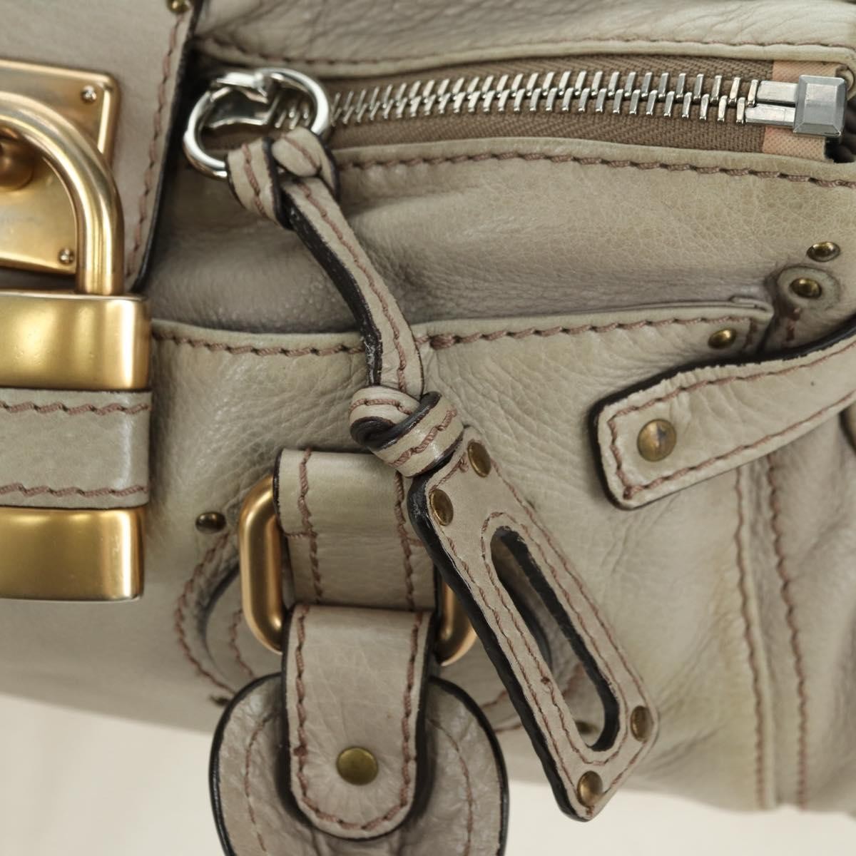 Chloe Paddington Lock Handbag Leather, Beige, Leather, Handbag