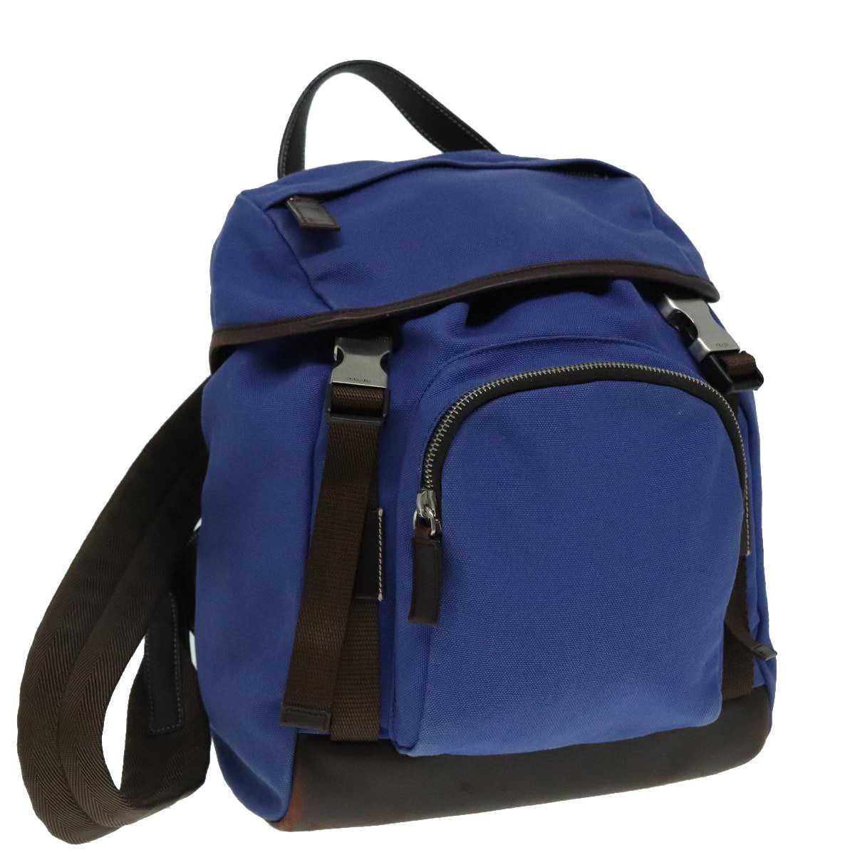 Prada Logo Backpack Canvas, BLUE, CANVAS, Backpack