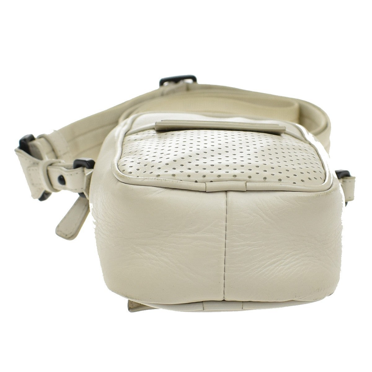 Bottega Veneta Leggero Waist Bag Perforated Leather, WHITE, LEATHER, Travel bag