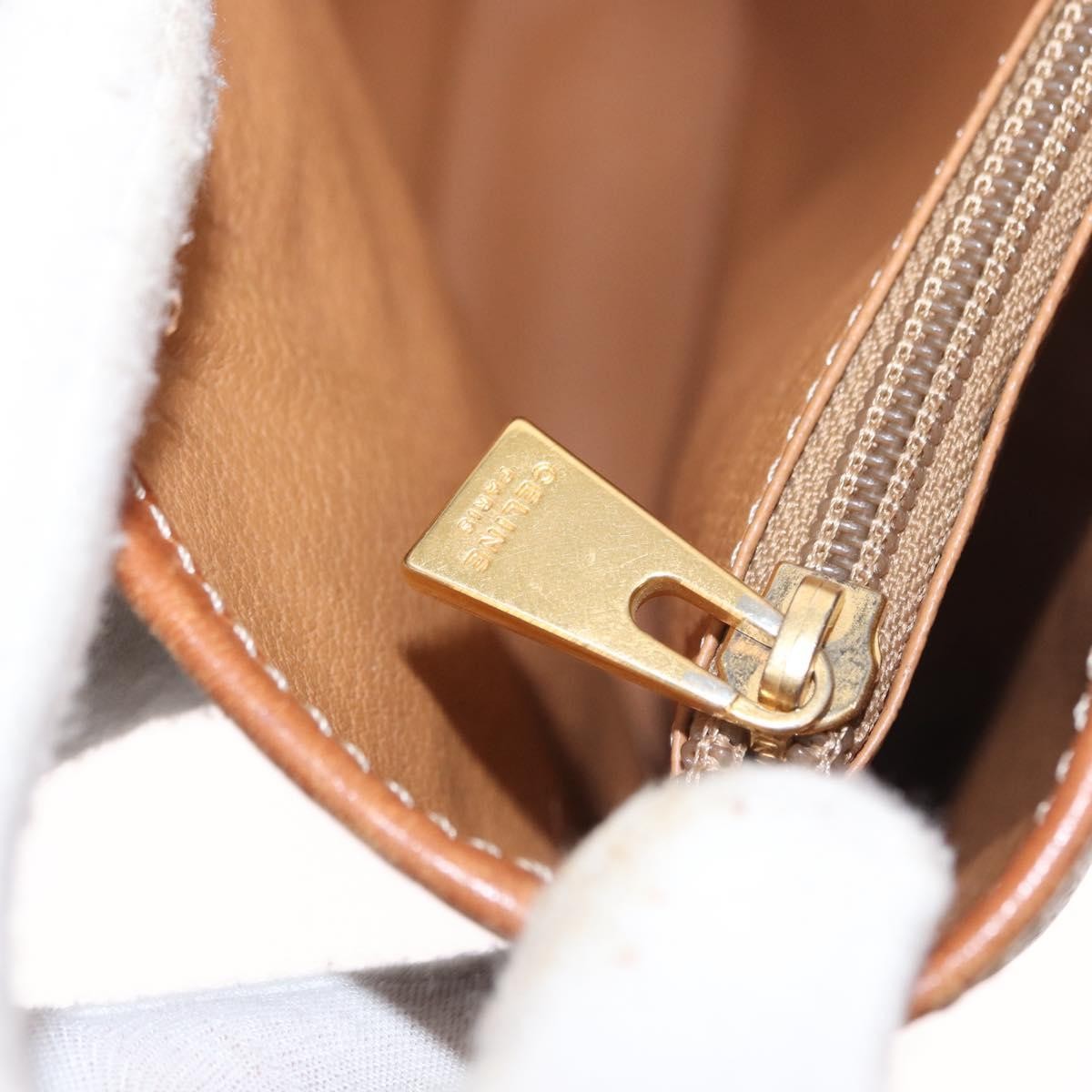 Celine Vintage Macadam Shoulder Bag Canvas and Leather, BROWN, PVC, Shoulder bag