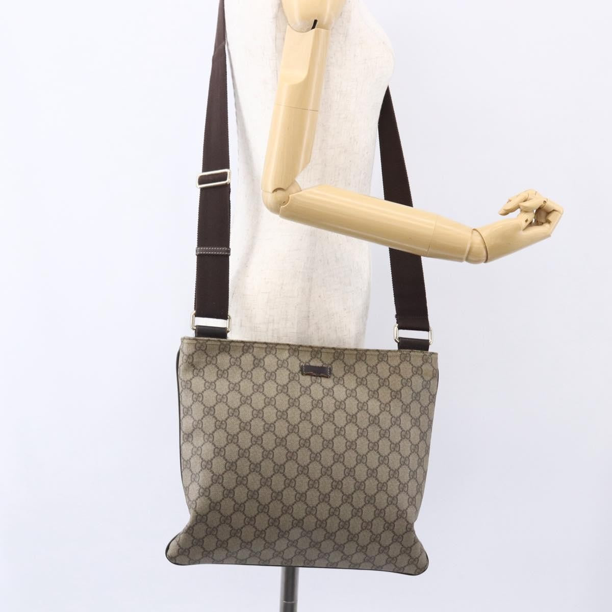 Gucci Zip Top Messenger Bag GG Coated Canvas, BEIGE, PVC, Shoulder bag