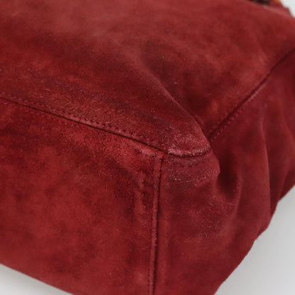 Chanel Vintage Resin Chain Tote Suede, RED, SUEDE, Tote bag