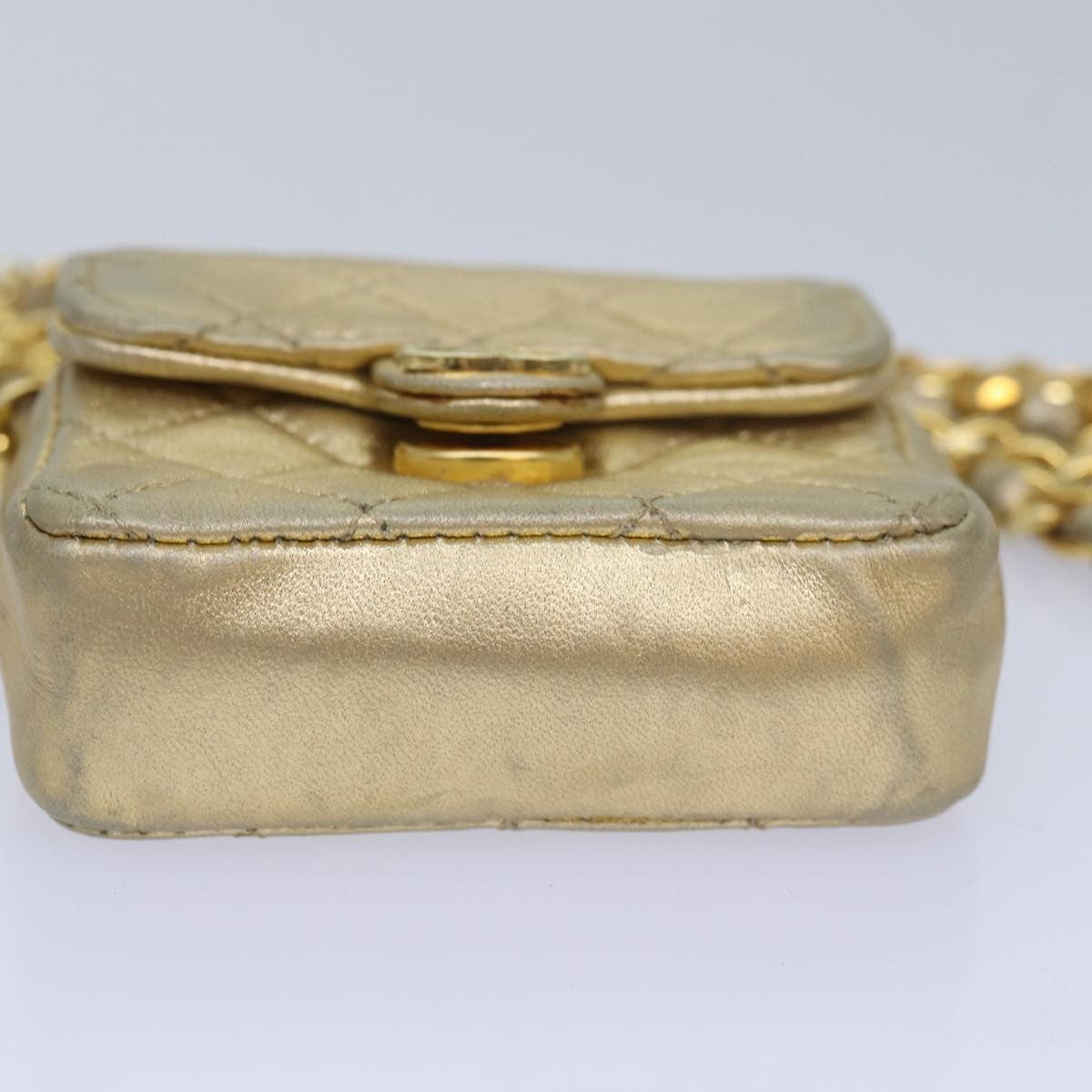 Chanel Vintage Square CC Flap Bag Quilted Leather, Gold, Leather, Shoulder Bag