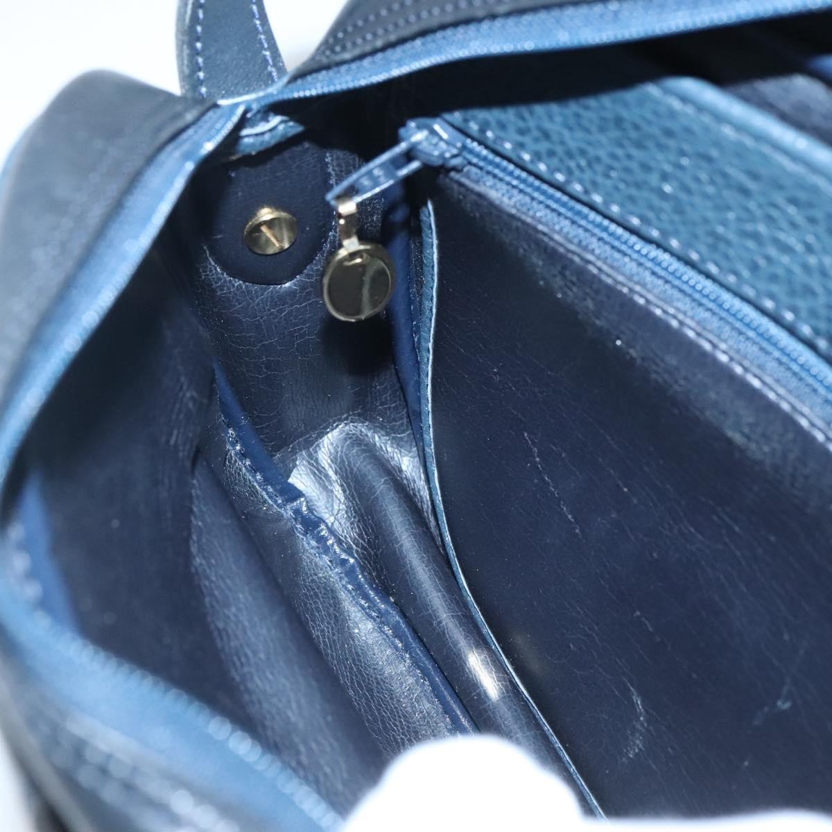 Christian Dior Vintage Flap Crossbody Bag Leather, NAVY, LEATHER, Shoulder bag