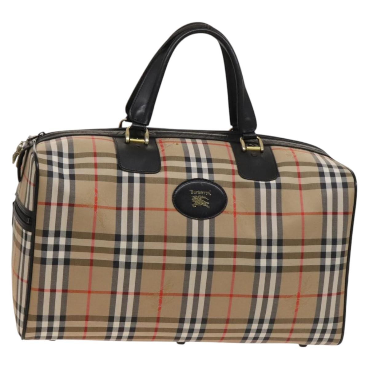 Burberry Vintage Duffle Bag Haymarket Coated Canvas, BEIGE, CANVAS, Travel bag