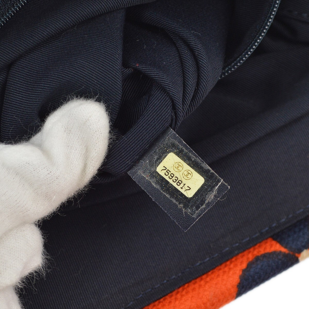 Chanel Vintage Frame Shoulder Bag Printed Canvas, ORANGE, CANVAS, Tote bag