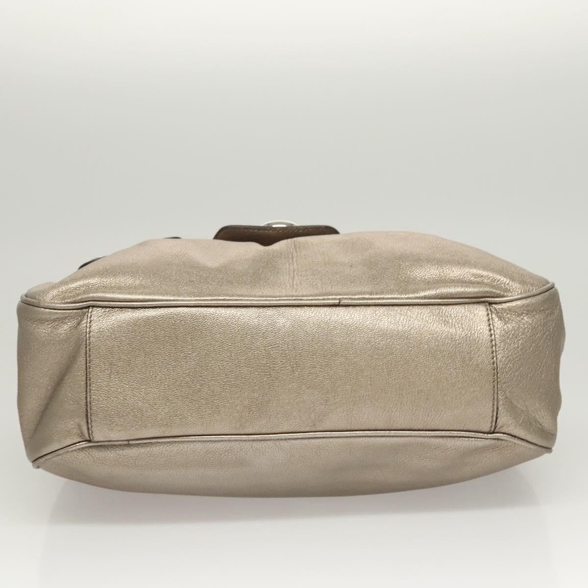 Salvatore Ferragamo Gancini Shoulder Bag Leather, GOLD, LEATHER, Shoulder bag