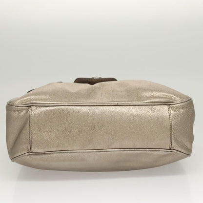 Salvatore Ferragamo Gancini Shoulder Bag Leather, GOLD, LEATHER, Shoulder bag