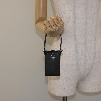 Chanel Cigarette Case Leather, BLACK, LEATHER, Clutche & pouche