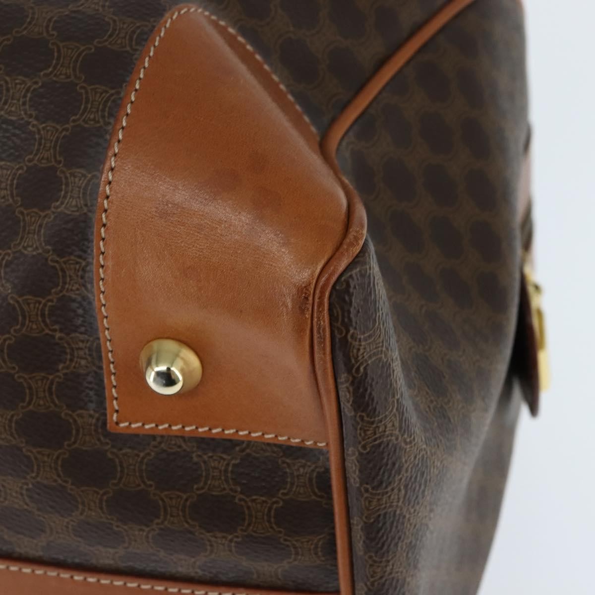 Celine Vintage Boston Bag Macadam Coated Canvas, BROWN, CANVAS, Travel bag