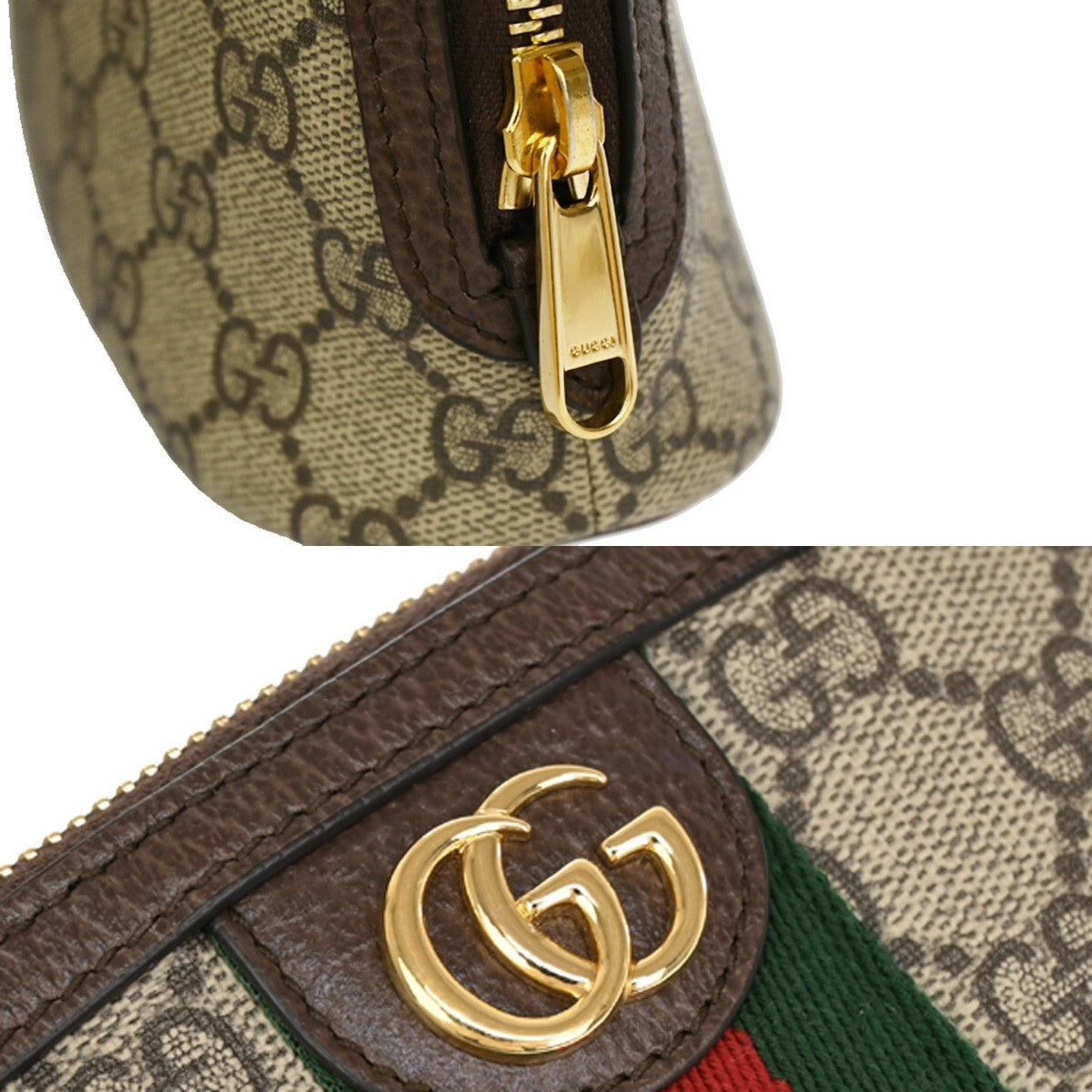 Gucci Ophidia Cosmetic Pouch GG Coated Canvas, BROWN, CANVAS, Toiletry Case