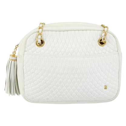 Bally Vintage Chain Shoulder Bag Quilted Leather, WHITE, LEATHER, Shoulder bag